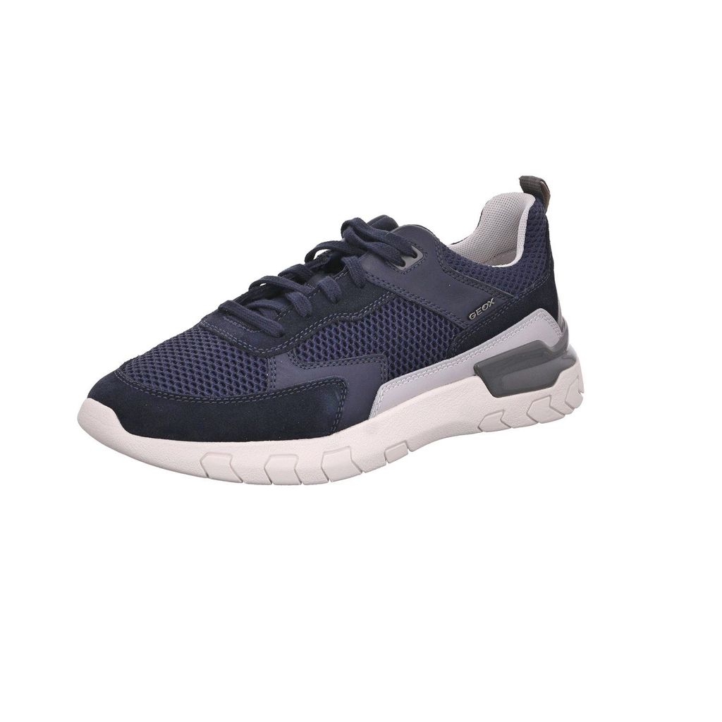Geox Respira Herren Grecale C Sneaker Schnürschuhe Halbschuhe Freizeitschuhe, Größe:EUR 46, Farbe:Blau (Navy)