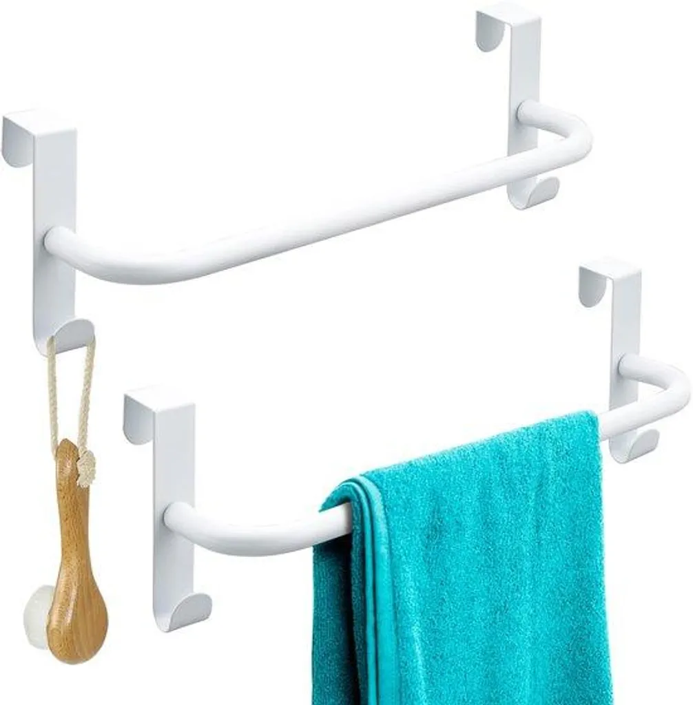 Porte-serviettes avec crochets lot de 2 blanc pour tiroir de 15-21 mm