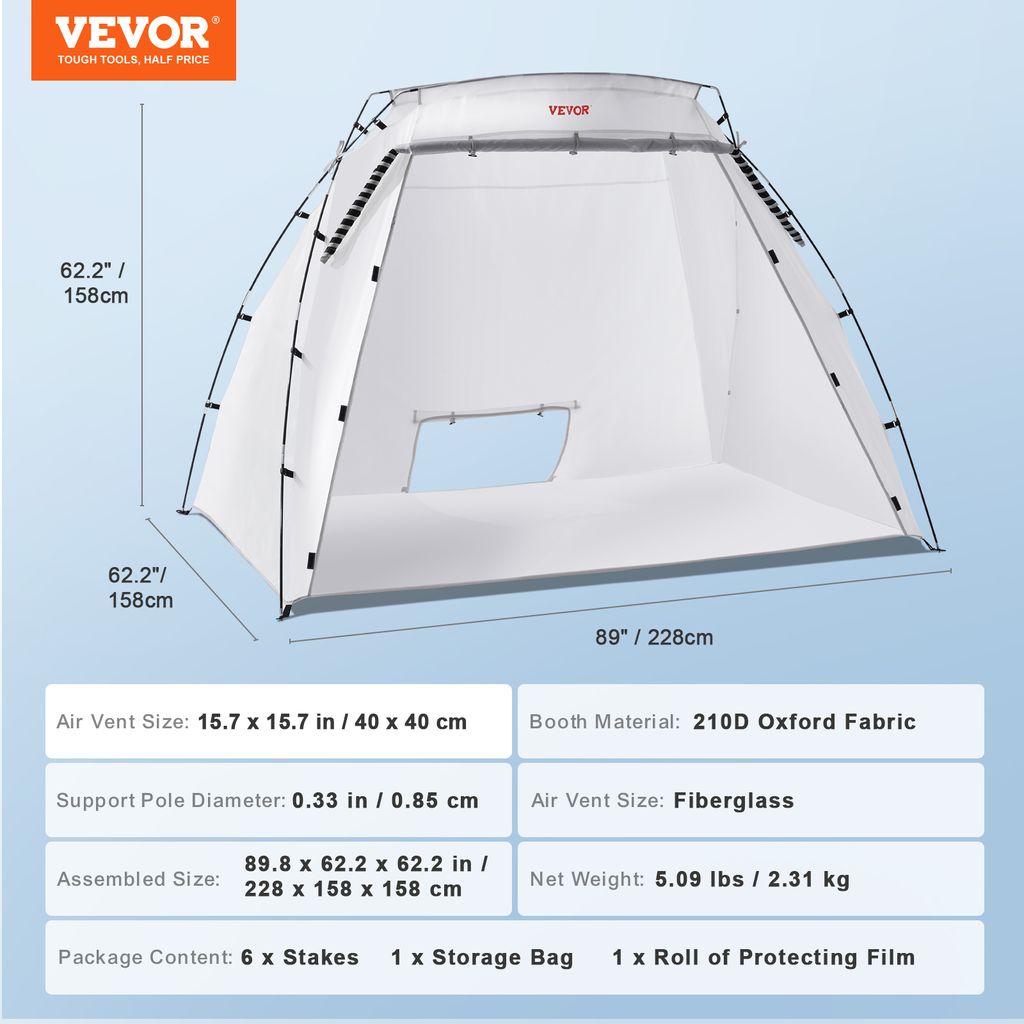 VEVOR Farbkabine Sprühmalerei 228x158x158cm Sprühfarbe Produktbild 7
