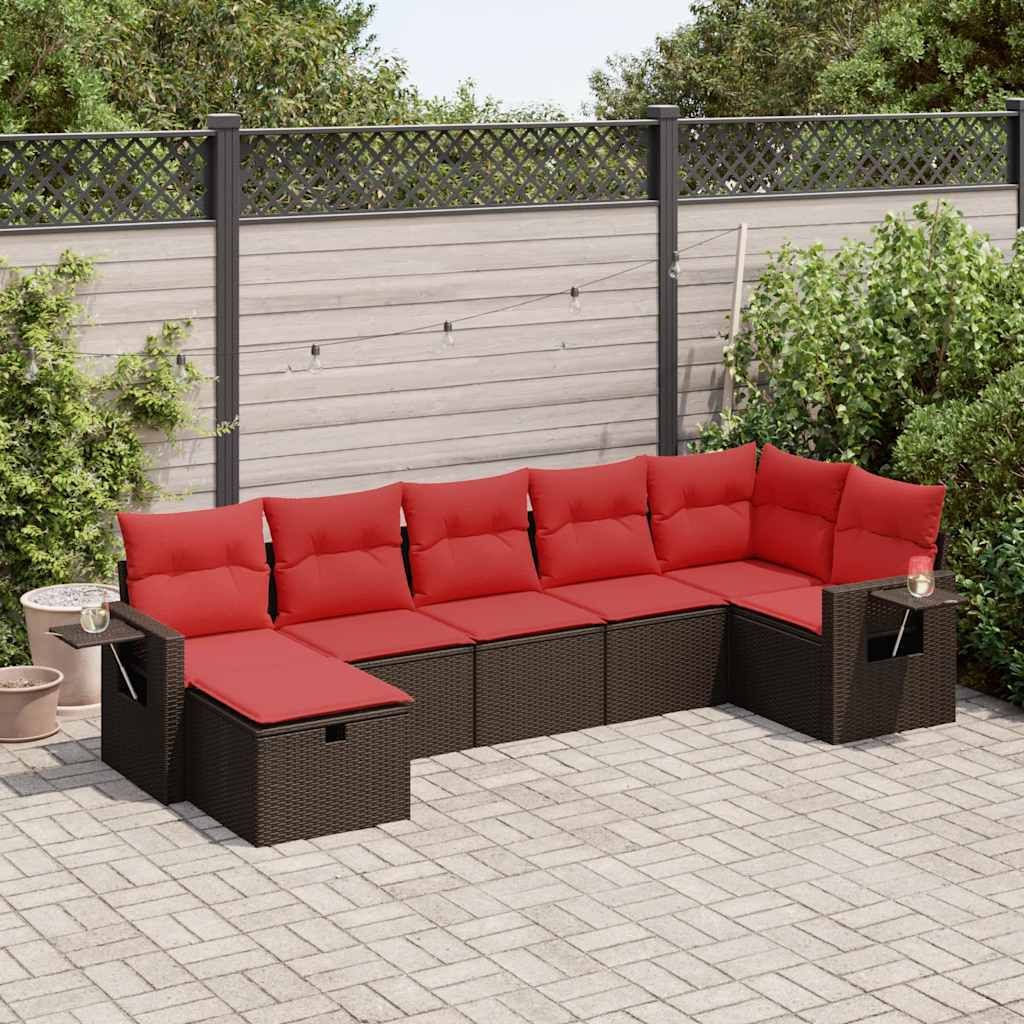 Maison Exclusive - 7-tlg. Garten-Sofagarnitur mit Kissen Braun Poly Rattan