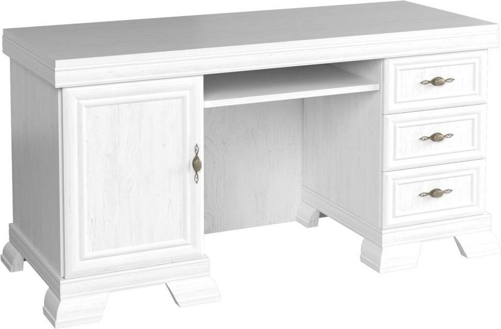 Schreibtisch Sentis 06, Farbe: Kiefer Weiß - 75 x 149 x 61 Produktbild 