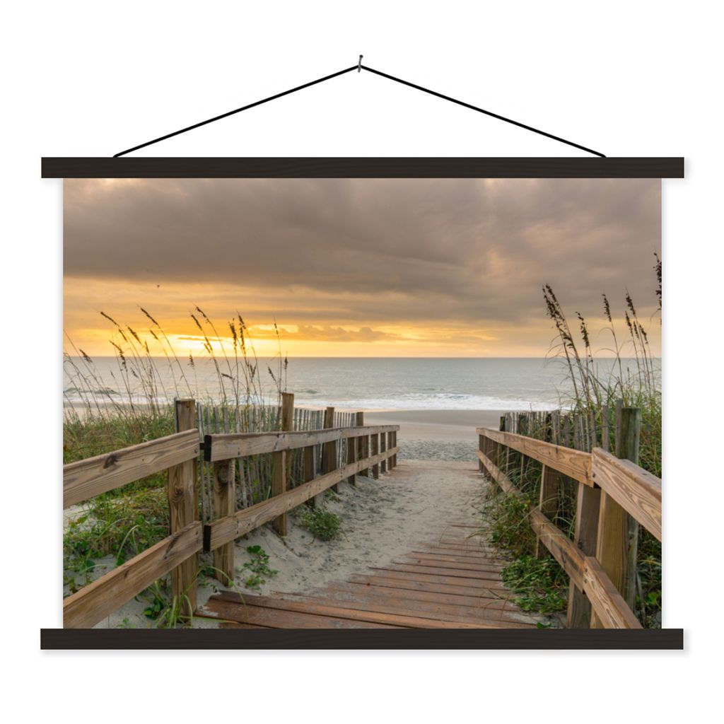 MuchoWow Textilposter Strand - Meer - Düne - Weg 40x30 cm mit schwarzem Rahmen - Dekorationen