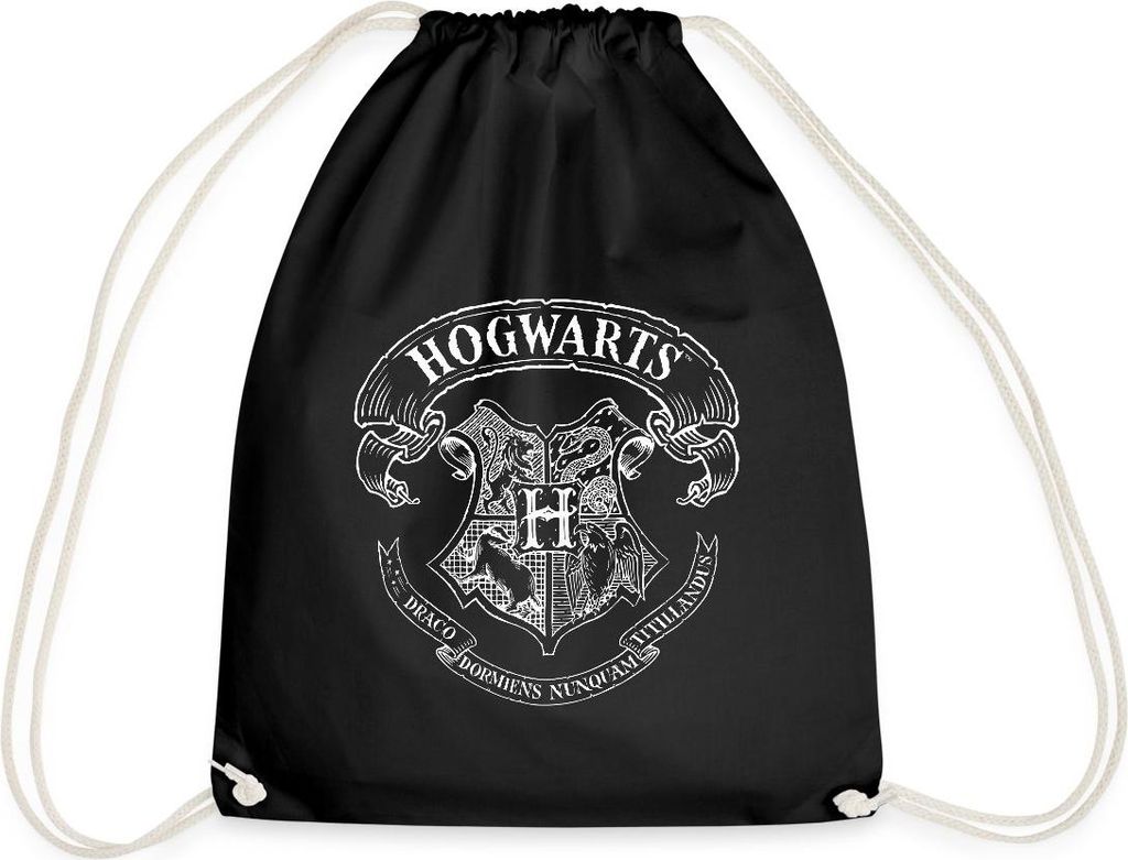Spreadshirt Harry Potter Hogwarts Wappen Zeichnung Turnbeutel, One size, Schwarz