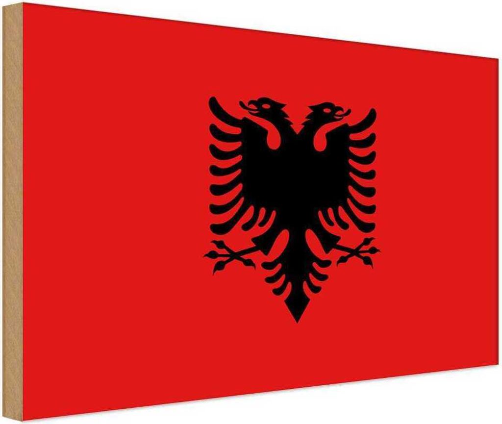 vianmo Holzschild 12x18 cm Albaniens Albania Flagge Fahne Wappen