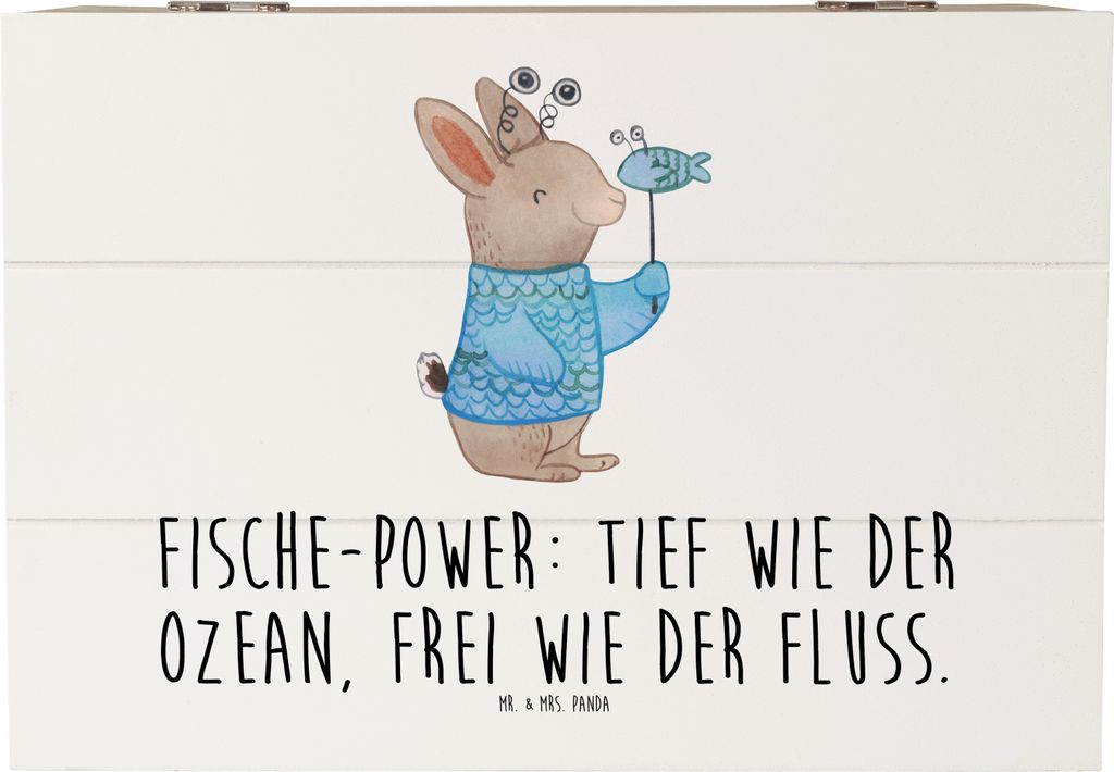 Mr. & Mrs. Panda Box Fische Astrologie 22 x 15 cm - Weiß - Geschenk, fotobox, Geschenkidee Zum Geburtstag, Geburtstagsgeschenk, Schatzkiste, schat...