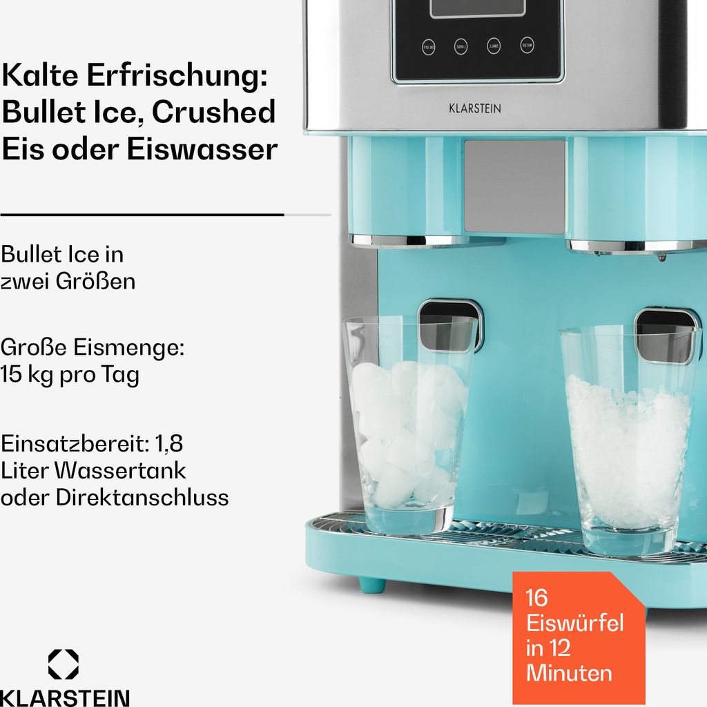 Klarstein Eiswürfelmaschine Klein, 1,8L Eiswürfelbereiter, Produktbild 2