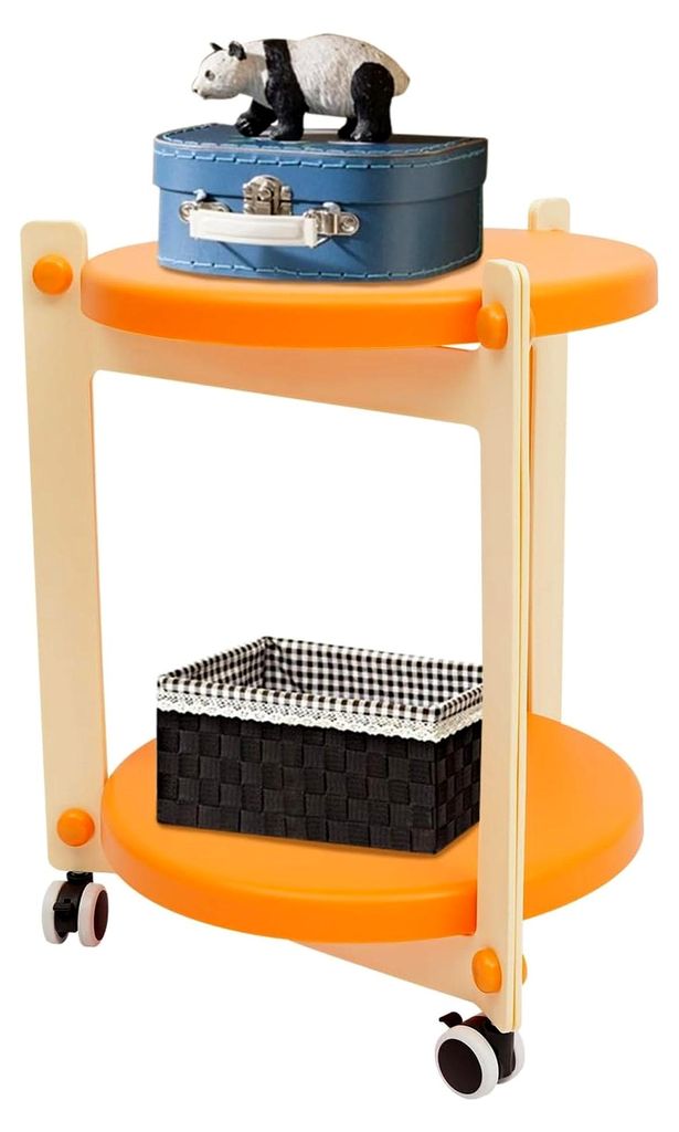 Runder Beistelltisch mit Rollen, Couchtisch mit doppeltem Tablett, mobiler Sofatisch mit 2 Ebenen für Wohnzimmer, Schlafzimmer, Terrasse und Outdo...
