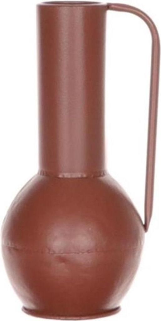 Metallvase 13,5 x 12 x H 25,5 cm, braun/rot