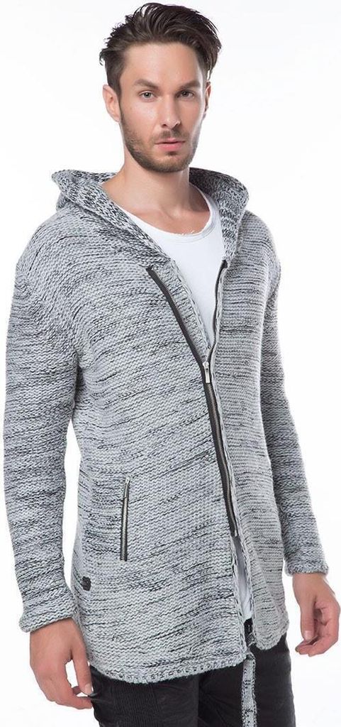 Red Bridge Herren Knit Cardigan Strickpullover Kapuzenpullover Grau S