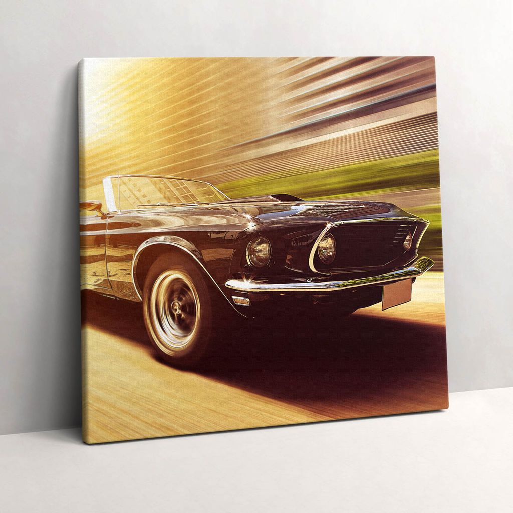 Classic car while driving – Leinwandbild Wandbild – 60x60 cm – Leinwandbilder – Wandbilder – Schlafzimmer – Flur