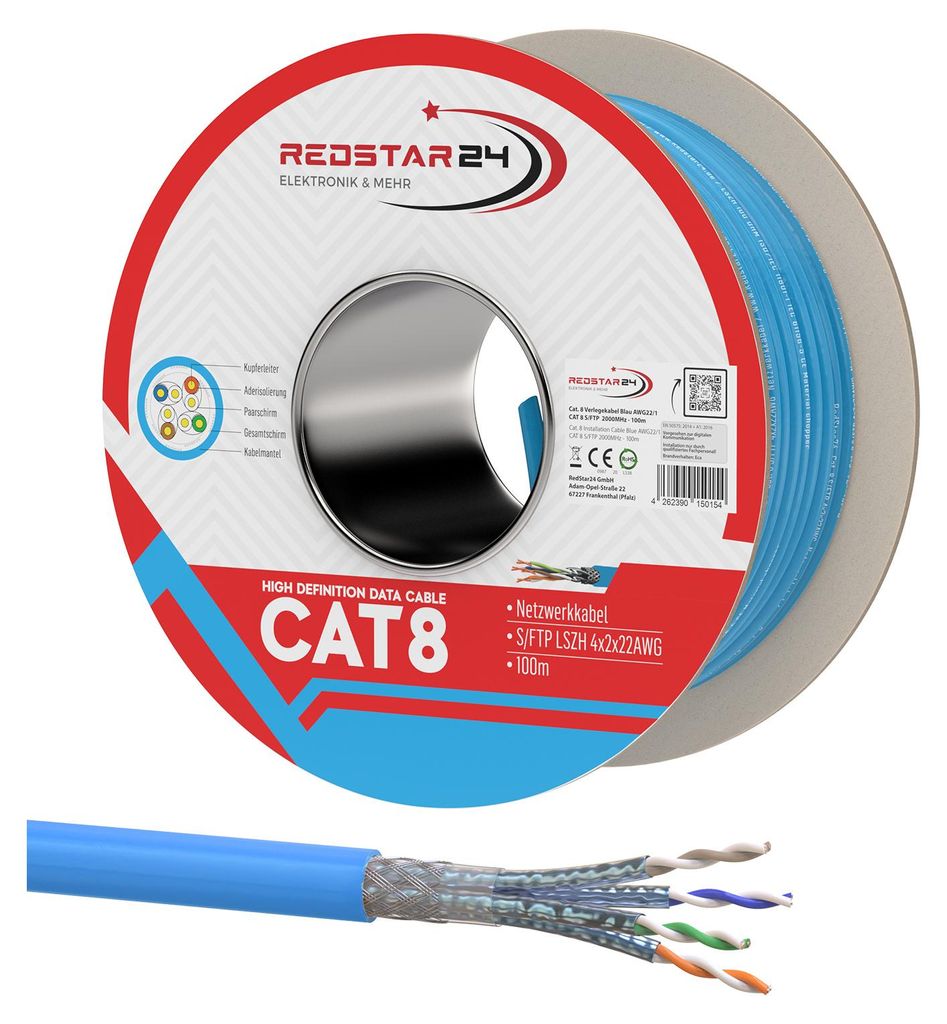 Cavo di rete Cat.8 cavo di installazione 2000 MHz S/FTP 100 Immagine del prodotto 