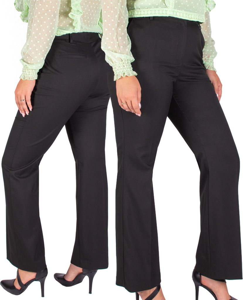 FIRI elegante klassische Damenhose mit weitem Bein, Schwarz, W40-L33 L