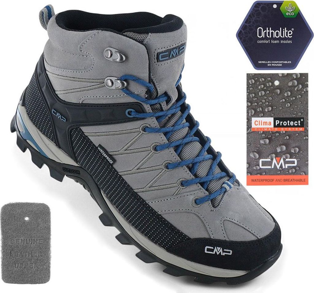 CMP Rigel Mid WP Waterproof - Herren Wanderschuhe Trekking Schuhe Leder Grau 3Q12947-P535 , EU 40