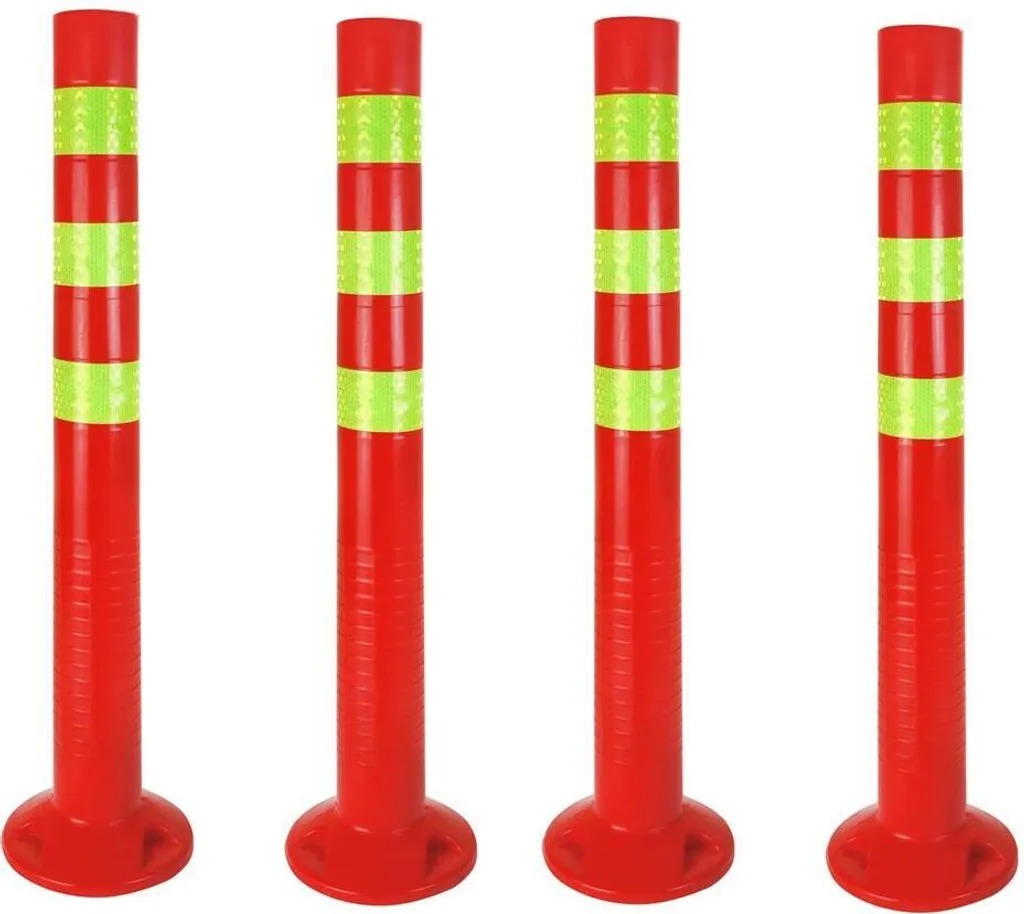 Paletto per Parco Rosso 72,5 cm | Barriera con Base e Riflettori
