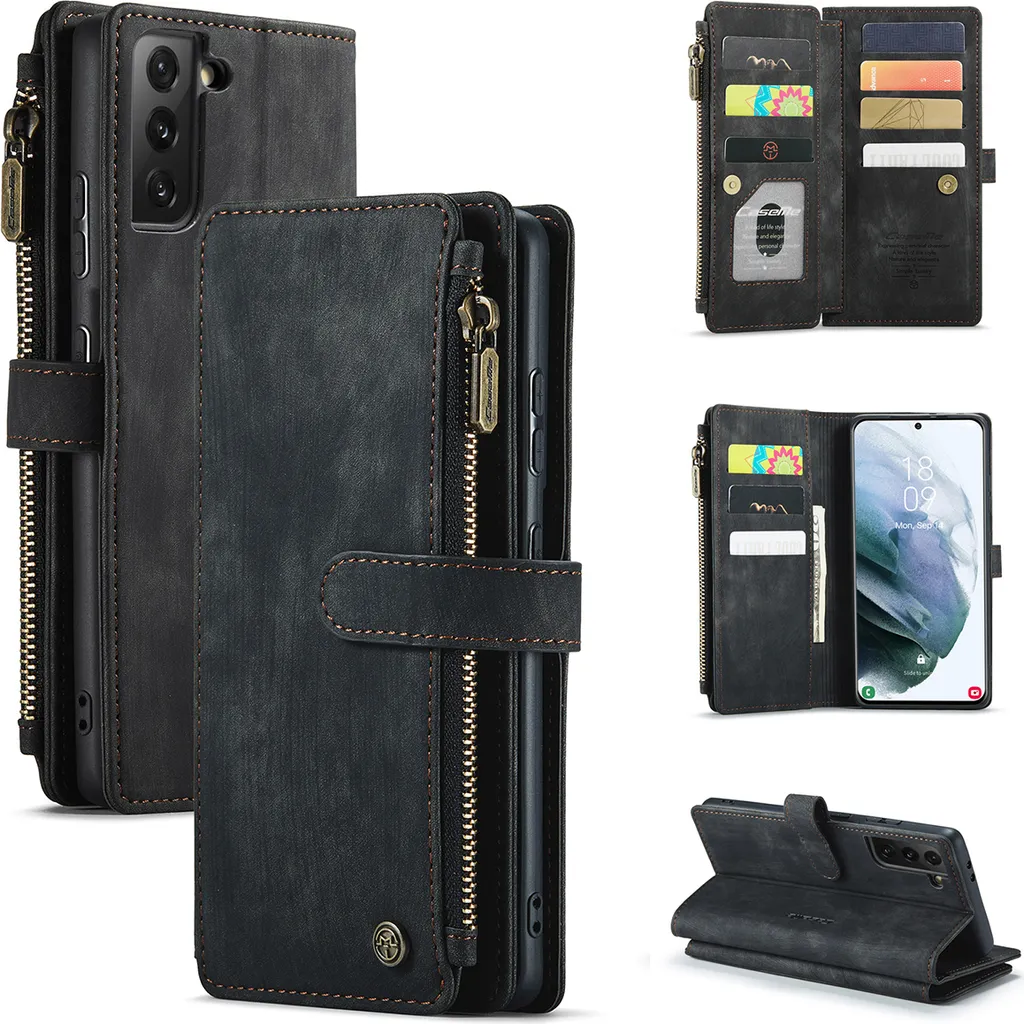Ailisi Cover Per Samsung Galaxy S21 5G – Custodia A Libro In Pelle PU Con Portafoglio, Fessure Per Carte E Supporto, Design Simpatico Panda Nero