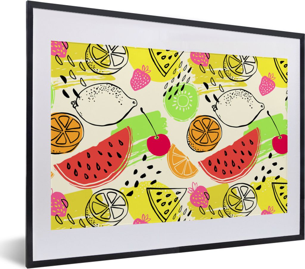 MuchoWow Gerahmtes Poster Obst - Farben - Gelb - Grün 40x30 cm - Poster mit Schwarzem Bilderrahmen Wandposter Rahmen Foto Bilder - Bilderrahmen ...