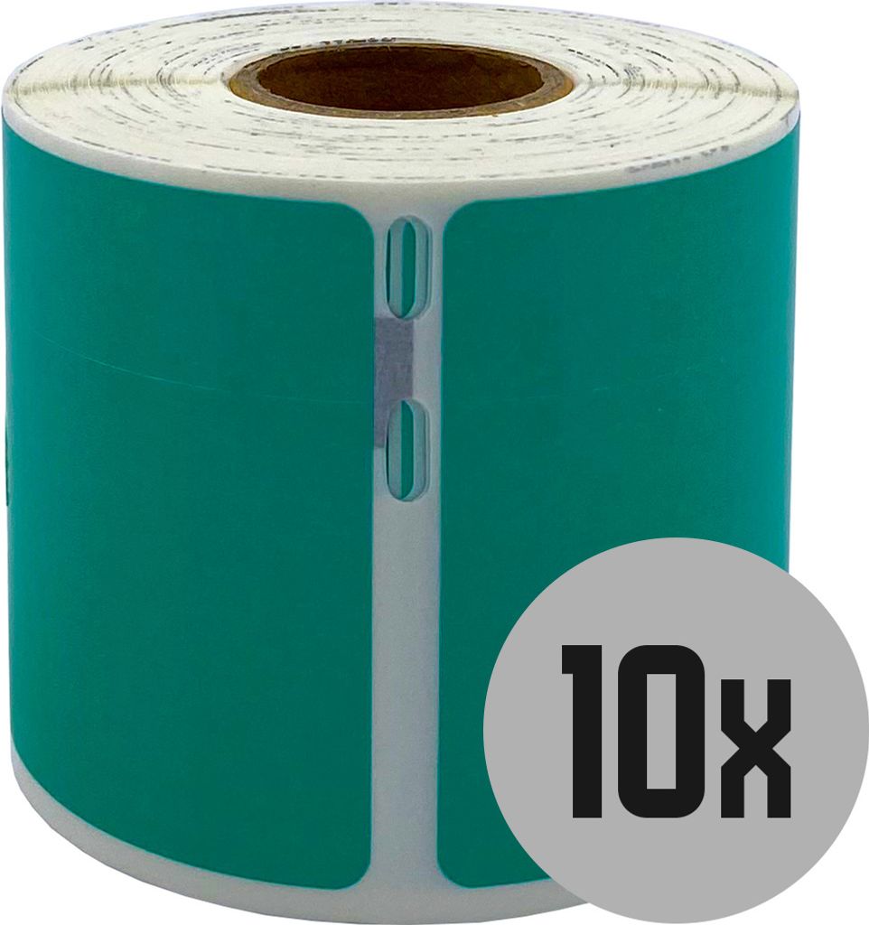 DULA Etiketten - Kompatibel mit Dymo Compatible labels - Groen - 99014 - S0722430 - Verzend- en naambadge etiketten - 10 rollen - 101 x 54 mm - 220...