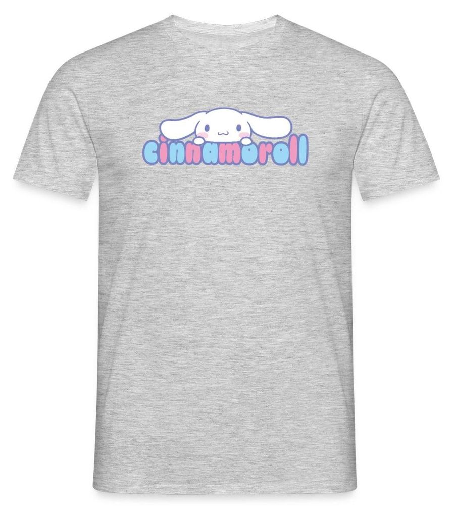 Spreadshirt Cinnamoroll Guckt Über Schriftzug Männer T-Shirt, 4XL, Grau meliert