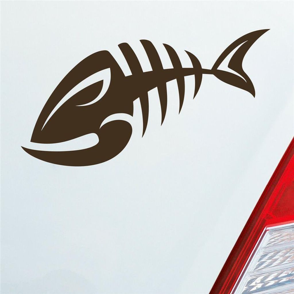 Auto Aufkleber Fisch Gräte Kräte Tuning 12x7 cm Braun Sticker Heckscheibenaufkleber