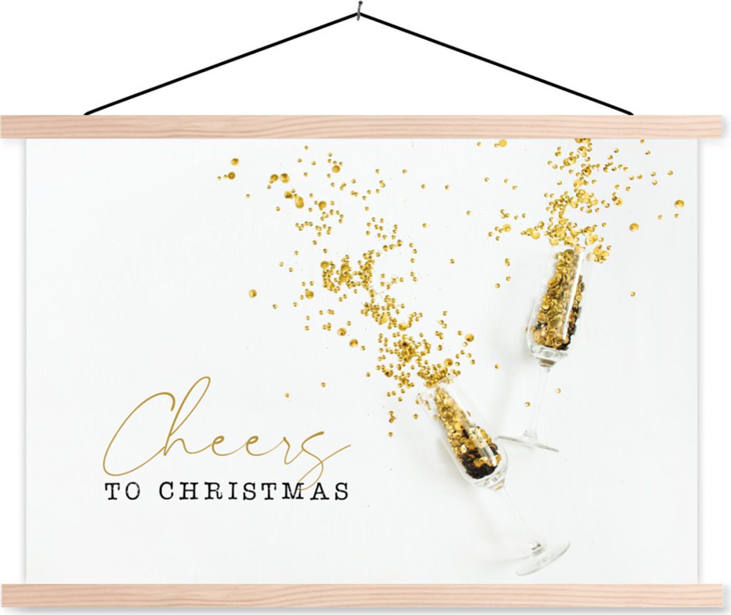 MuchoWow Textilposter Winter - Gold - Weiß 60x40 cm mit holzfarbenen Rahmen - Bilder