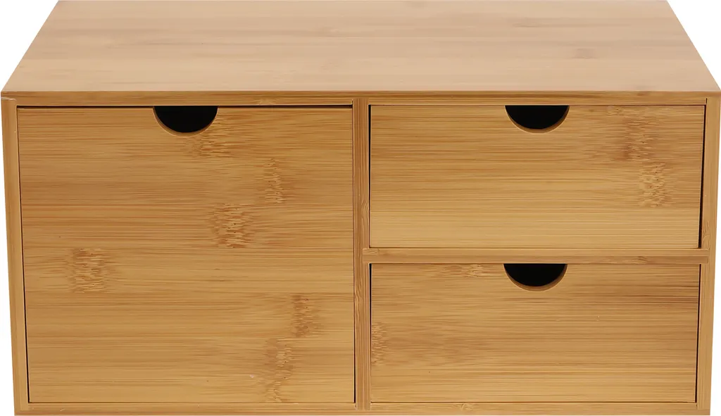 Organiseur de bureau en bambou avec 3 tiroirs - Boîte de rangement rétro