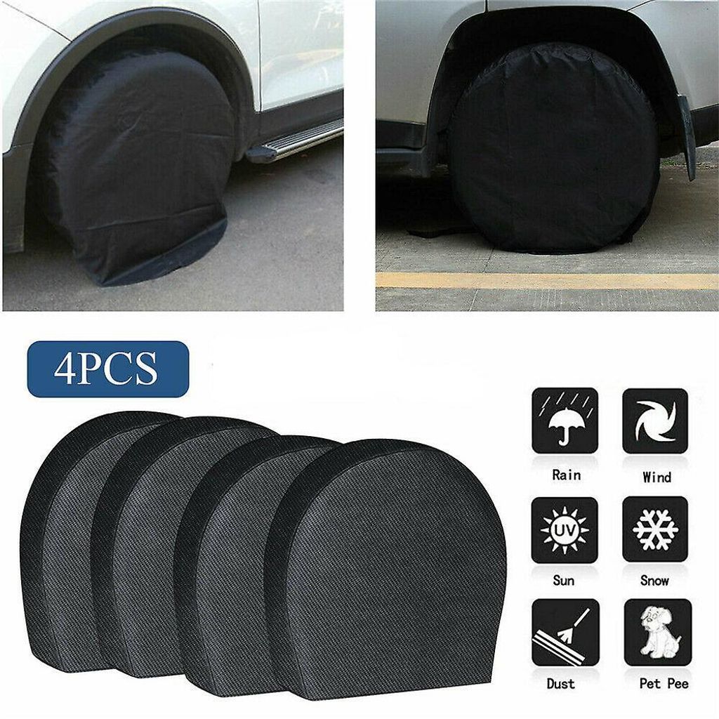 4 Pack wasserdichte Reifenabdeckung Reserverad Rad Wohnmobil Anhänger Camper Anti-Korrosions-Reifenschutz - Schwarz S