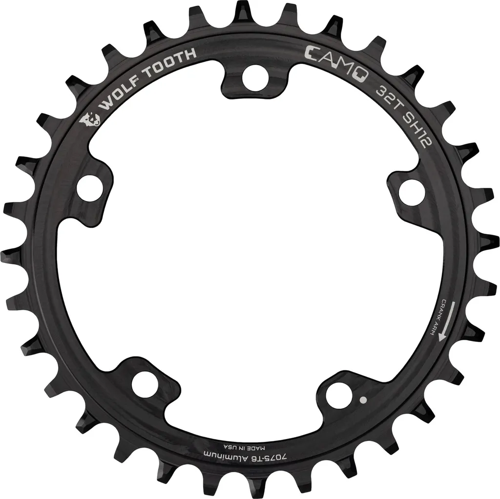 Plateau Drop-Stop ST 34T Wolf Tooth Camo Aluminium Noir Shimano 12