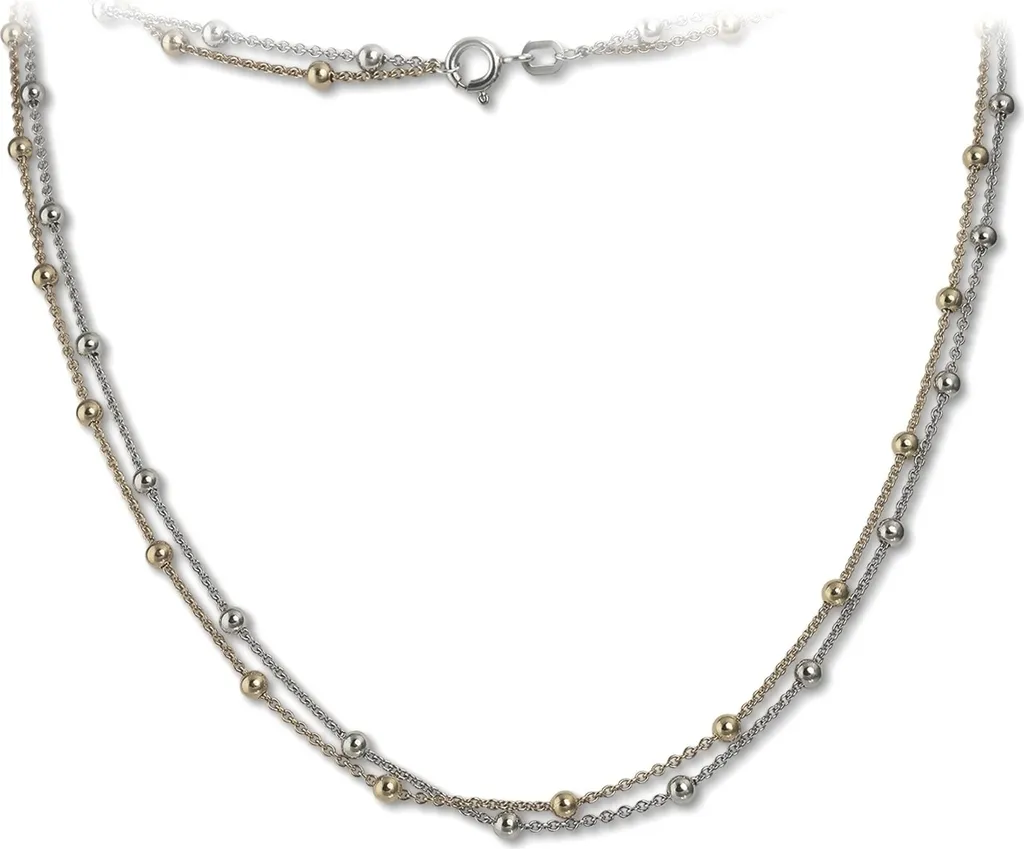 SilberDream Collier Argent 925 Doré 45cm avec Boules Design D2SDK22345T