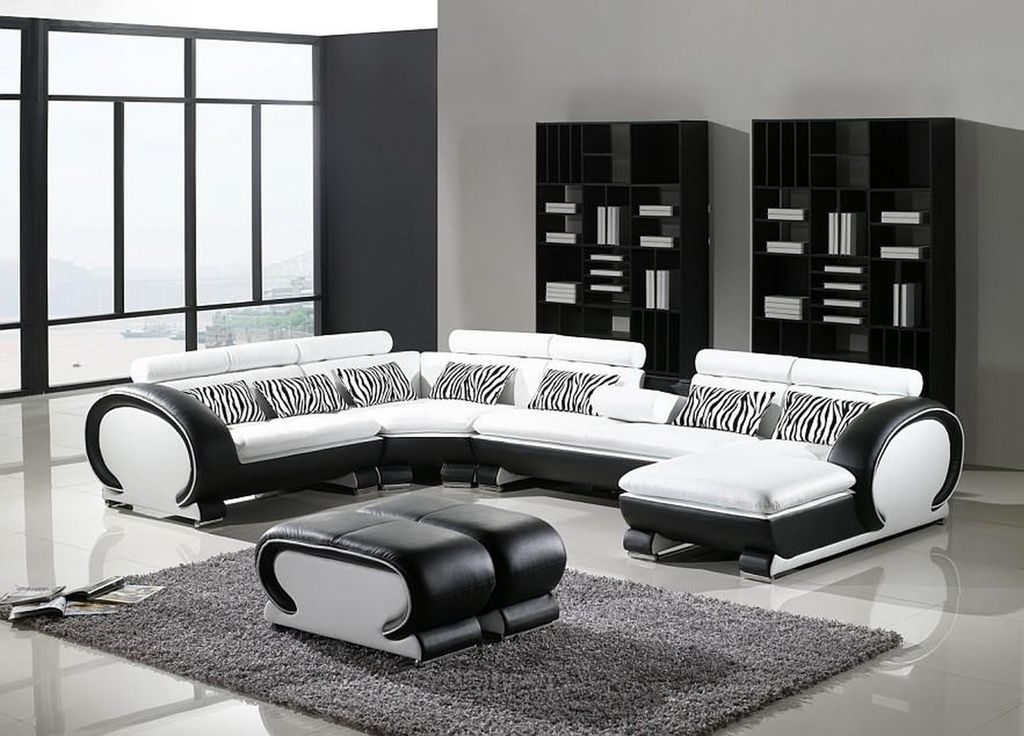 Ecksofa + 2x Hocker Eckgarnituren Leder Couchen Wohnzimmer Sitzmöbel jvmoebel