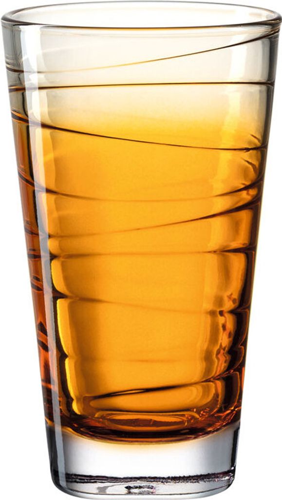 Leonardo Vario Struttura Trink-Gläser 6er Set, spülmaschinenfeste Longdrink-Gläser, bunte Trink-Becher aus Glas, orange, 280 ml, 026835