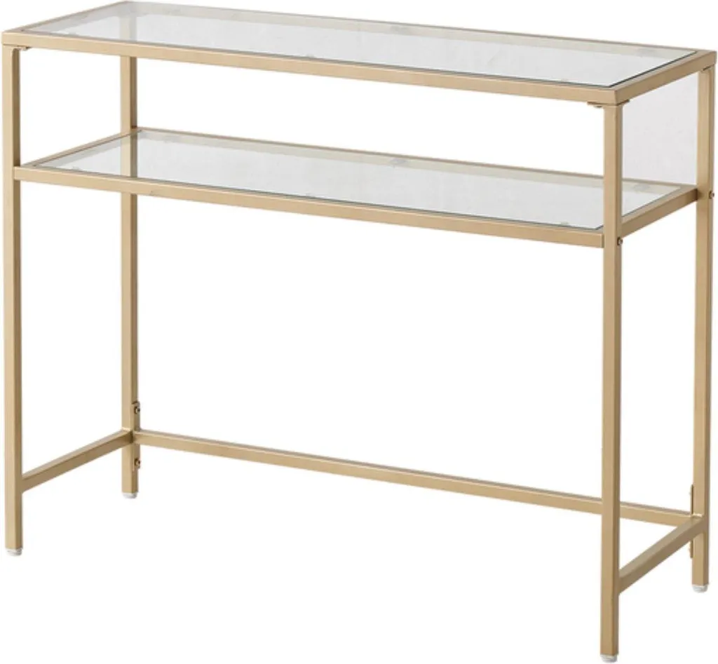 Console Entrée Dorée 2 Niveaux, Table D'appoint Verre - Happyment
