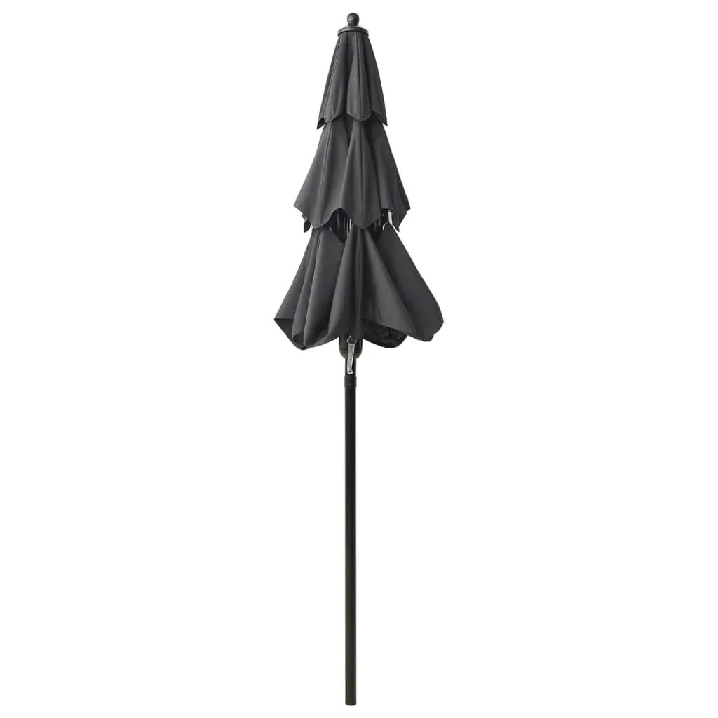 vidaXL Ombrellone a 3 Livelli con Palo in Alluminio Nero 2,5x2,5 m
