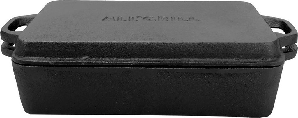 All'Grill Gusseisen Casserole 16x11x4cm, Deckel 16x11x2cm, robust, langlebig, gute Wärmespeicherung und -verteilung, leicht zu reinigen