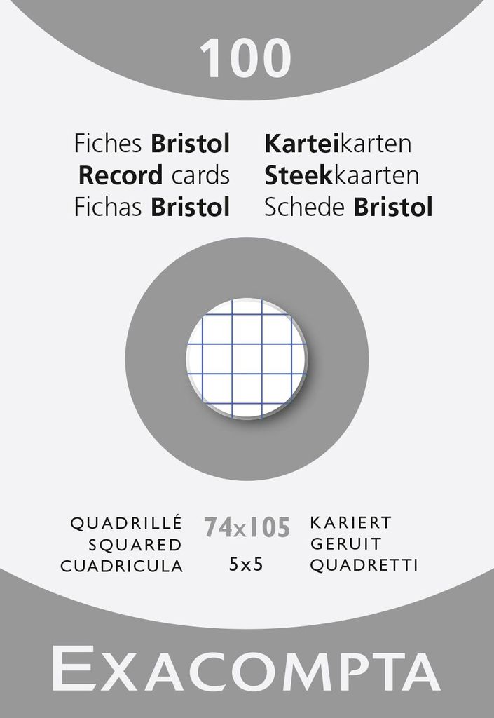 Fiches Exacompta DIN A7, quadrillées, blanches, 100 pièces Image du produit 