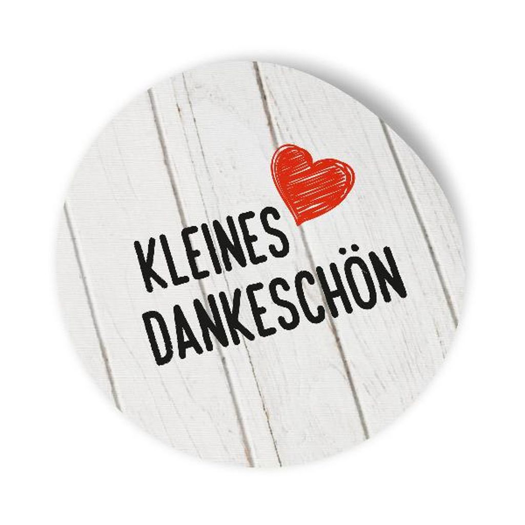 24x Sticker Aufkleber Kleines Dankeschön Holz, Durchmesser 2,5 cm (Motiv 182)