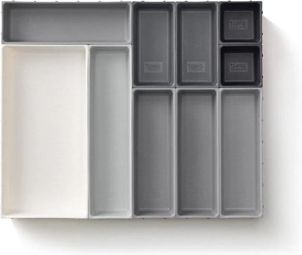 Lot de 10 Organiseurs de Tiroir en Plastique Gris pour Bureau et Cuisine