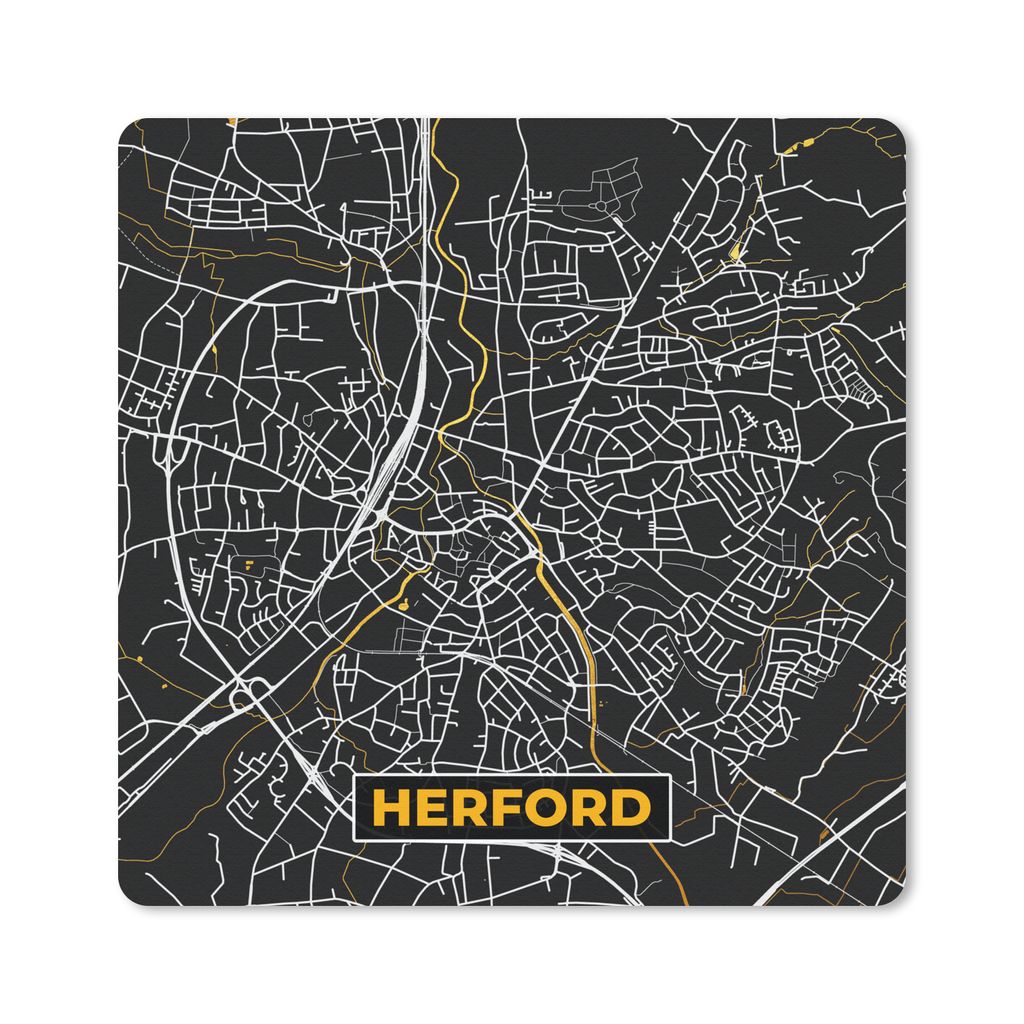 MuchoWow Mauspad Mousepad Schwarz und Gold - Stadtplan - Herford - Deutschland - Karte 30x30 cm - Mousepads - Maus Mat - Pad - Mausunterlage - Ga...