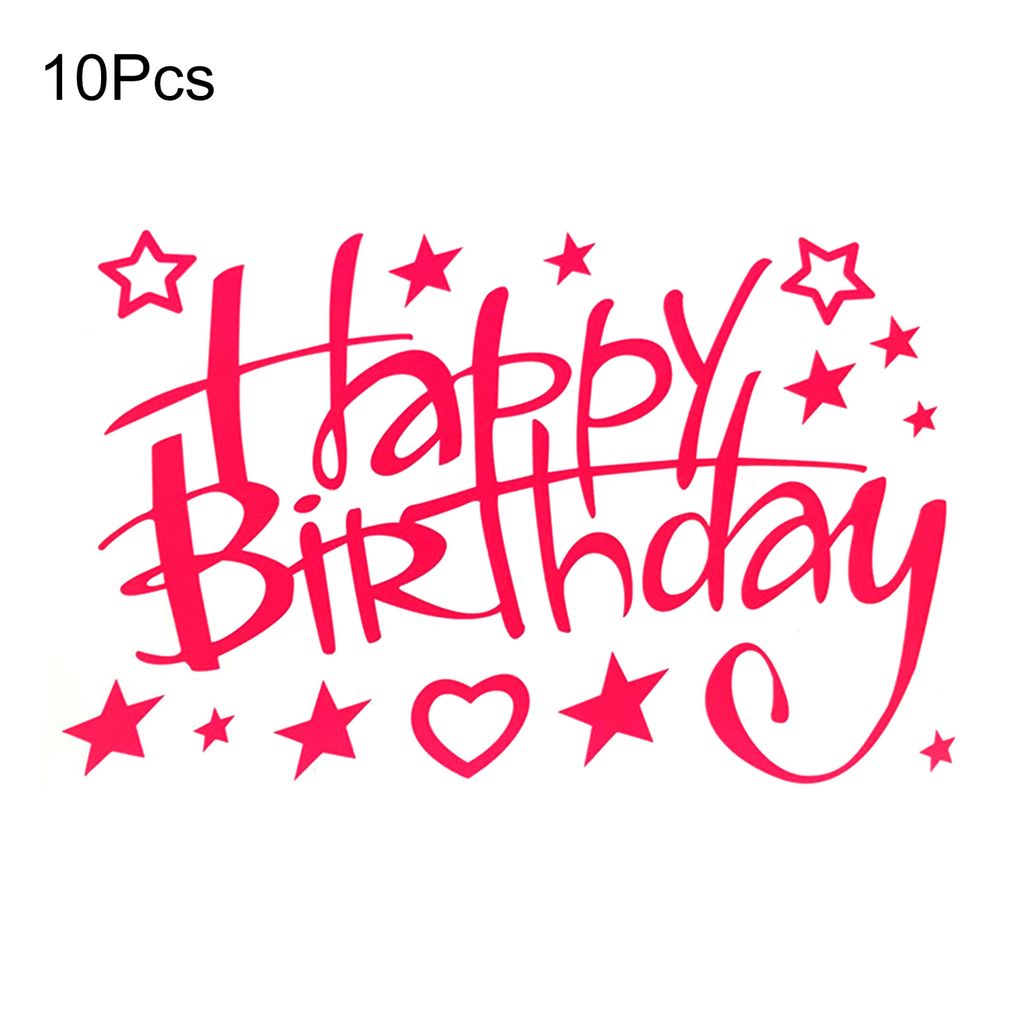 10pcs Ballon Aufkleber tränenresistent DIY Vinyl Alles Gute zum Geburtstag Bobo Ballon Aufkleber für Party-Rosenrot