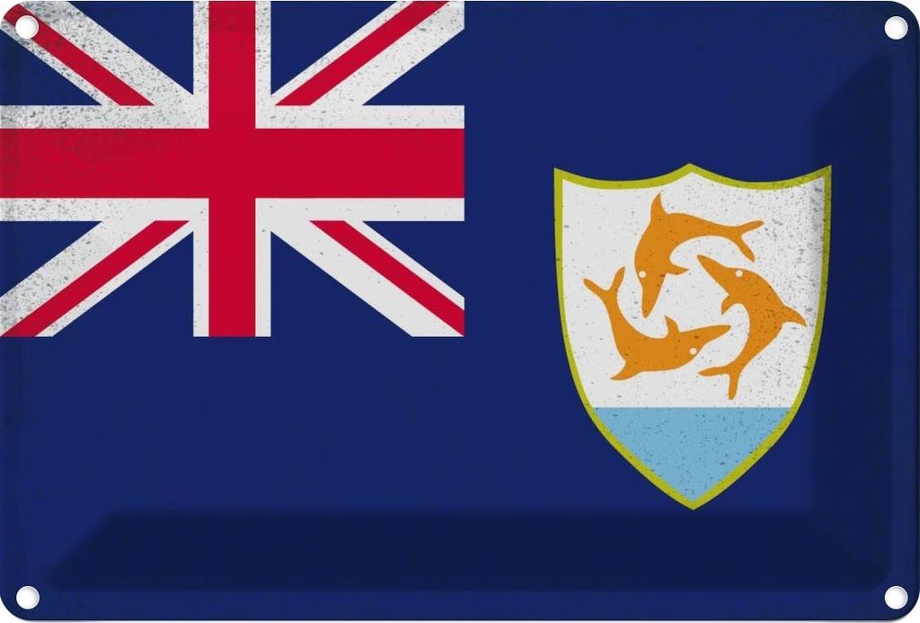 vianmo Blechschild 20x30 cm Anguilla Vintage Flagge Fahne Wappen