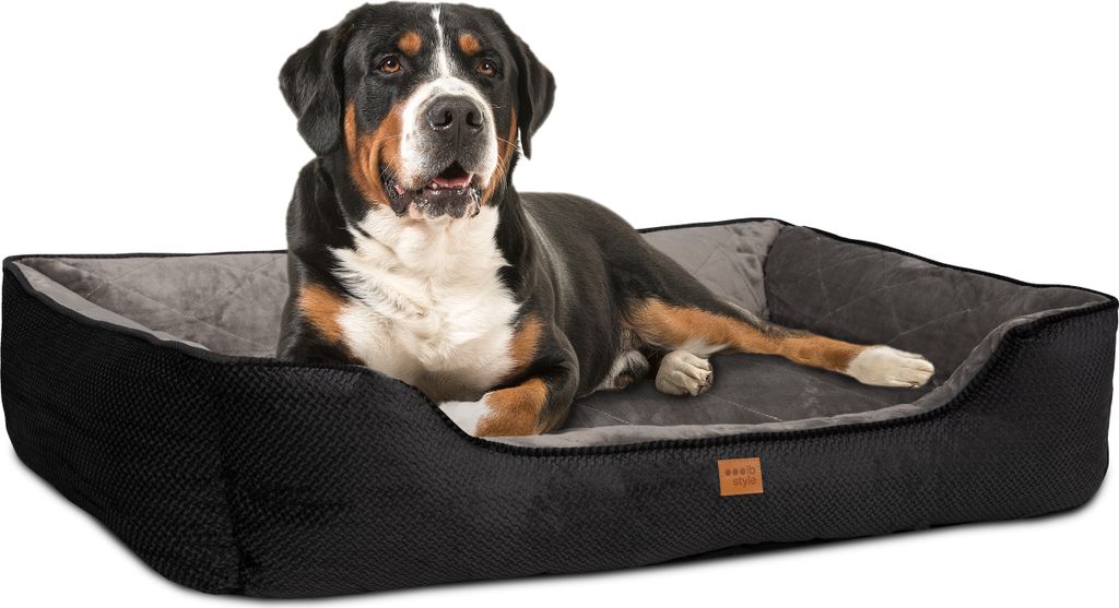 Hundebett Hundekorb Hundekissen 115 x 90 cm Waschbar & Rutschfest Happy MILO XL Schwarz ib style