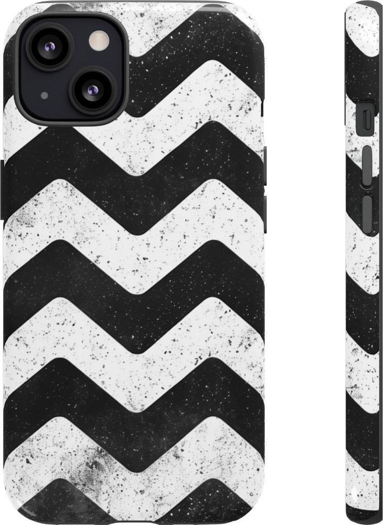 Schwarz-weißes Zickzackmuster – Hülle Kompatibel mit iPhone 13
