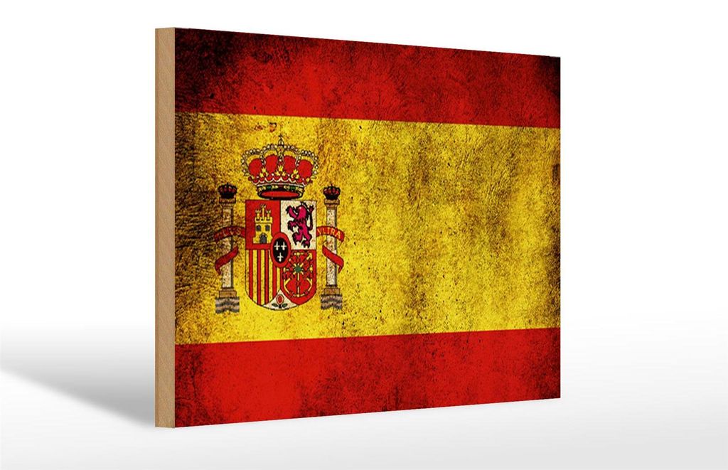 Holzschild Flagge Spanien, 30x20 cm, Holzschilder Fahne Nationalität