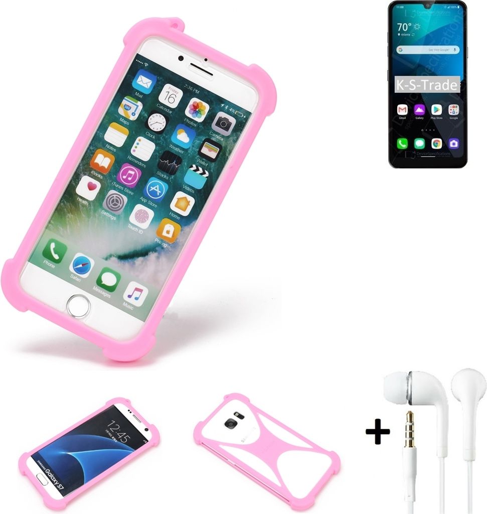 K-S-Trade Bumper + Kopfhörer kompatibel mit LG Electronics Harmony 4 Handy Hülle Schutzhülle Silikon Schutz Hülle Cover Case Silikoncase