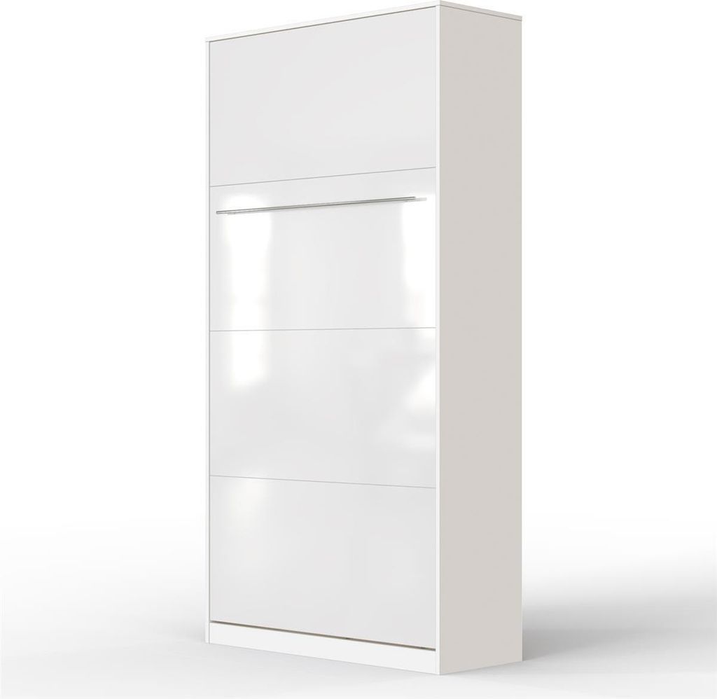 SMARTBett Schrankbett Standard Weiss/Weiss Hochglanzfront 90 Vertikal