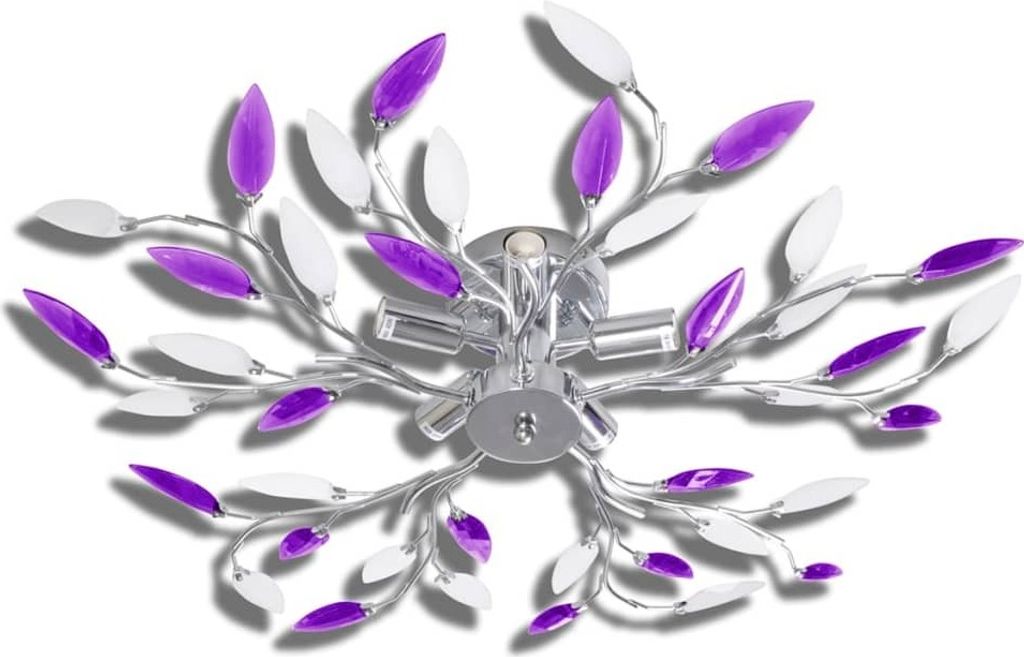 vidaXL Deckenlampe Lila und weiße Blätterranken mit Produktbild 
