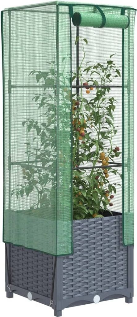 Maison Exclusive - Hochbeet mit Gewächshaus-Aufsatz Rattan-Optik 40x40x139 cm