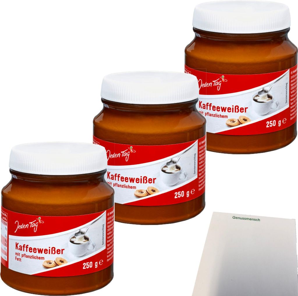 Jeden Tag Kaffeeweißer 3er Pack (3x250g Glas) + usy Block
