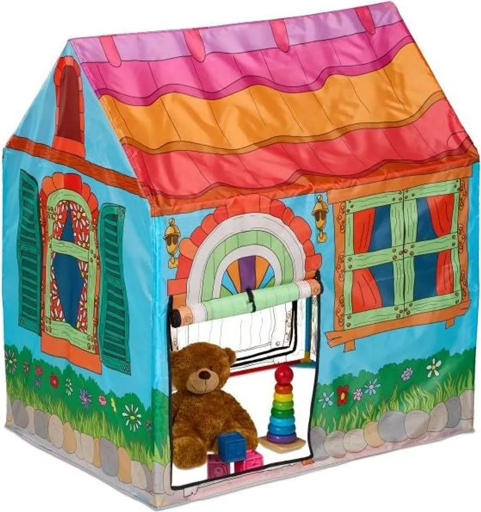 Maison de tente de jeu enfant pliable château rose en coton 120x100cm