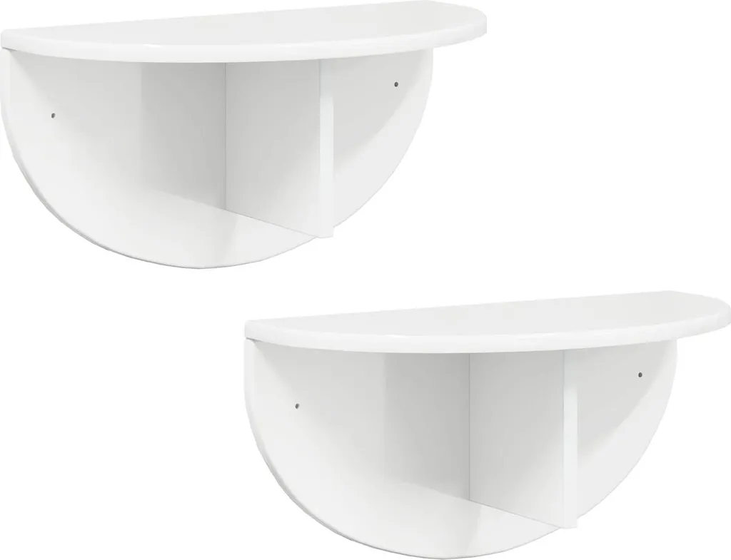 Set 2 Mensole Sospese Bianco Lucido vidaXL 38x19x19 cm | Design Minimal