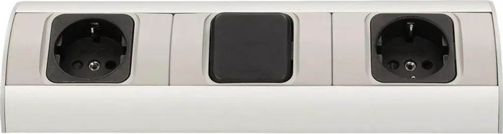 Multiprise de bureau double Schuko argentée pour PC et multimédia 0.5m - 2
